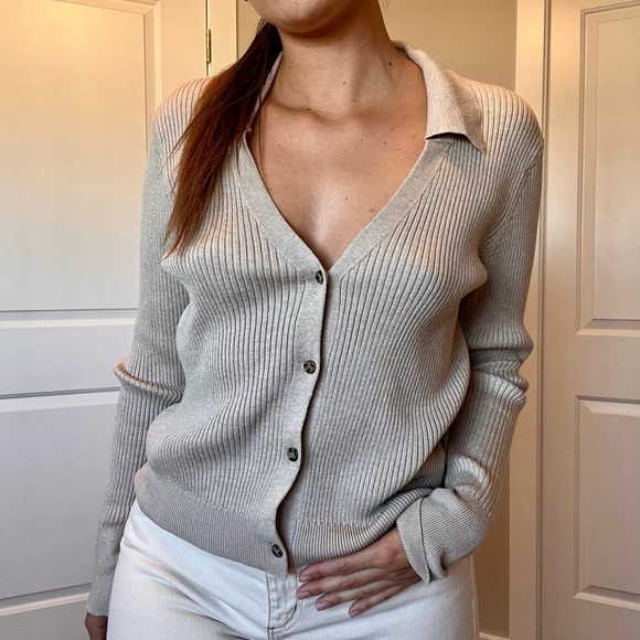 Marled Reunited Beige Button Down Sweater - Picture 3 of 9